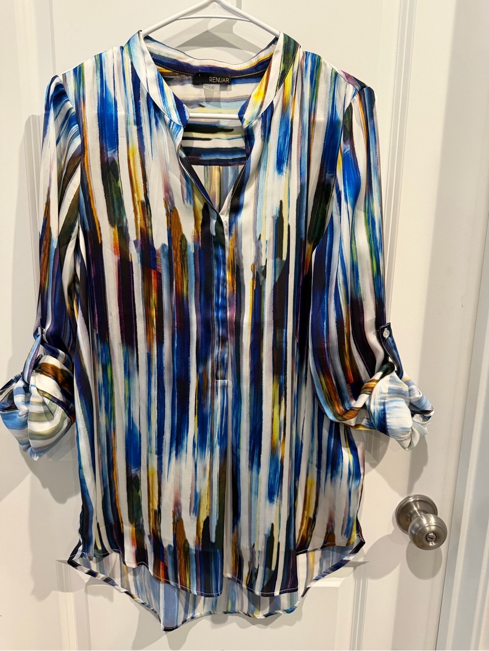Renuar Multicolor Brushstroke Stripe Top Size Small